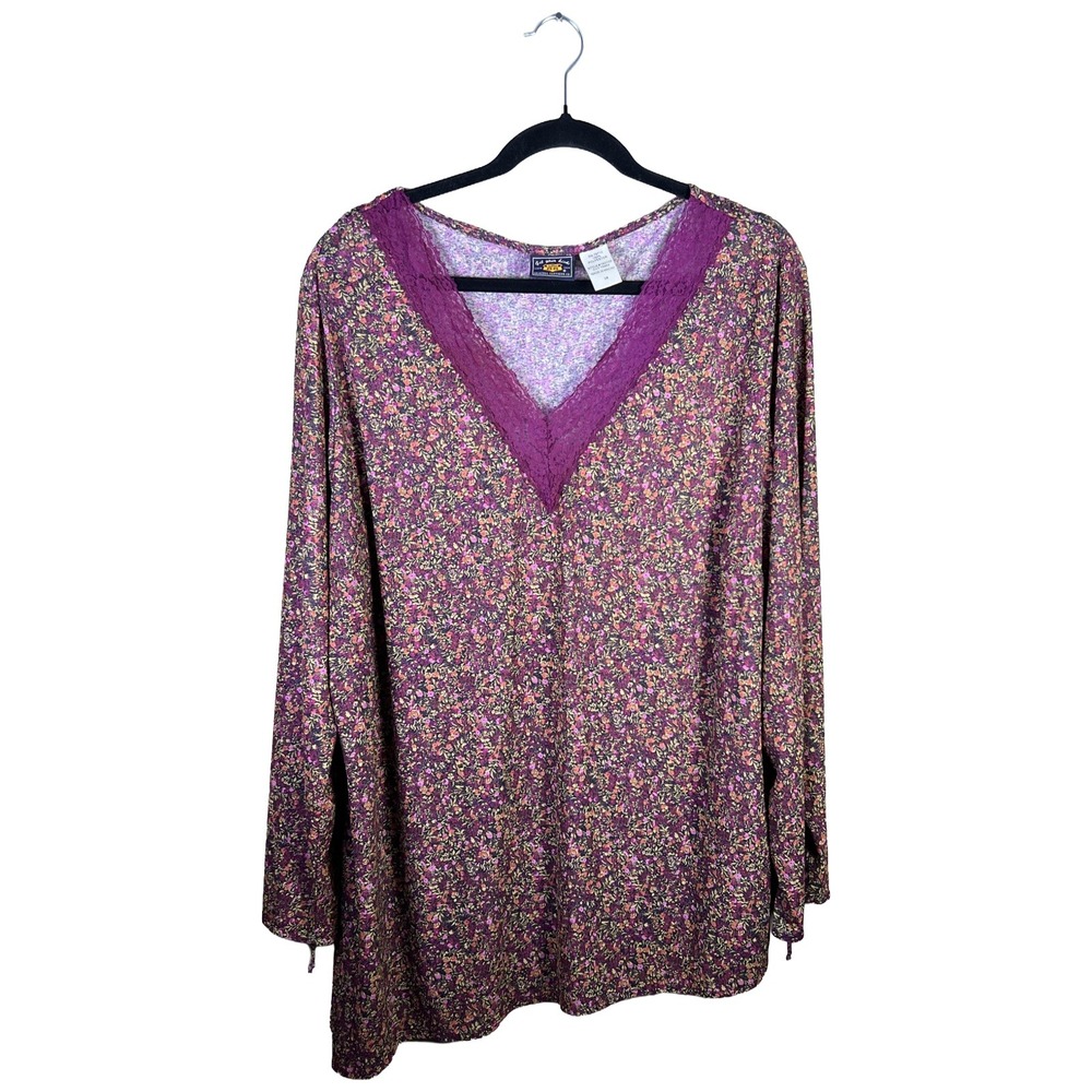 90s Route 66 Floral Blouse Women's 3X Cottagecore Whimsigoth